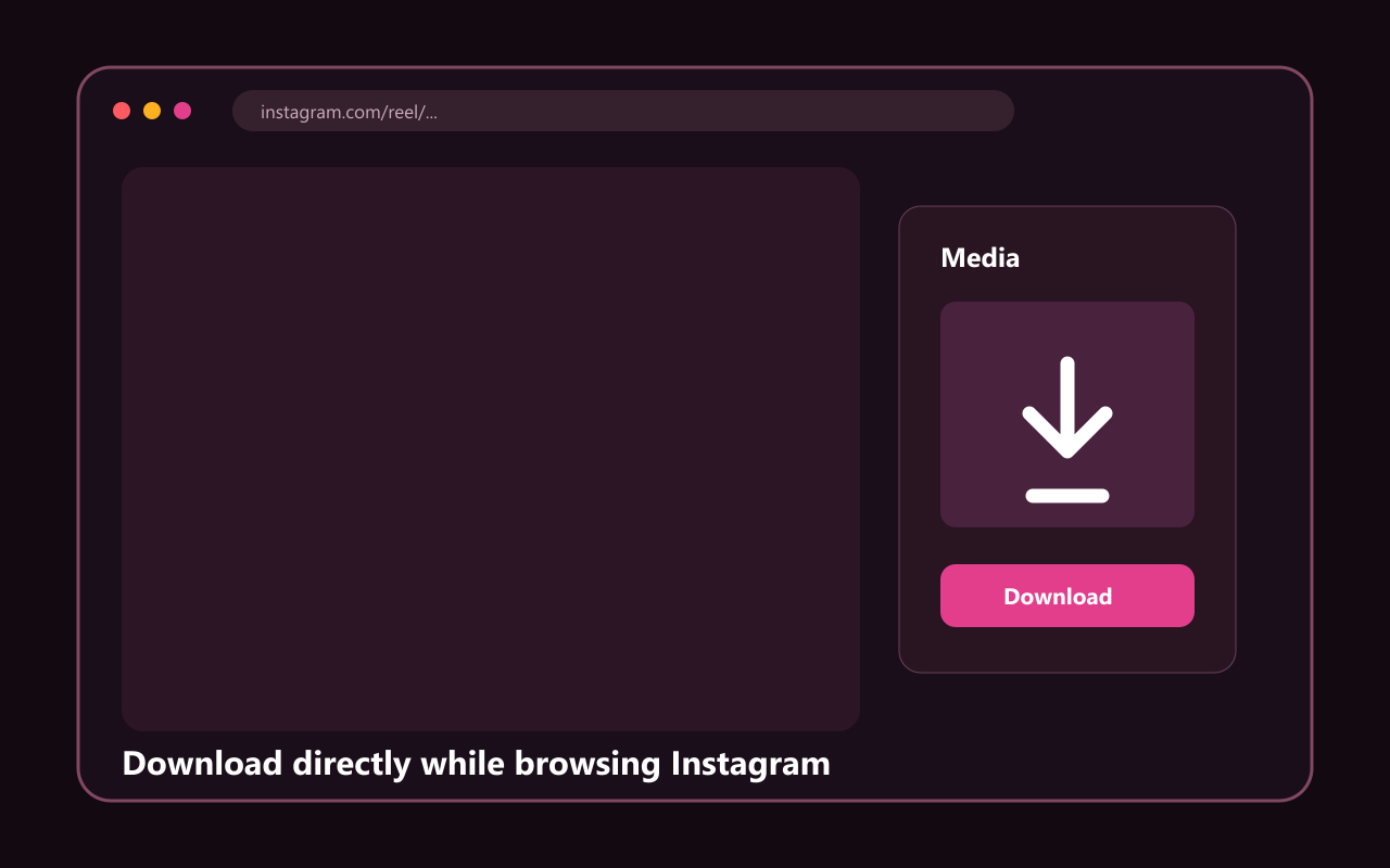 Reels Downloader controls displayed beside an Instagram post